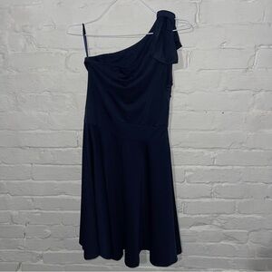 One-Shoulder Navy Blue Dress S